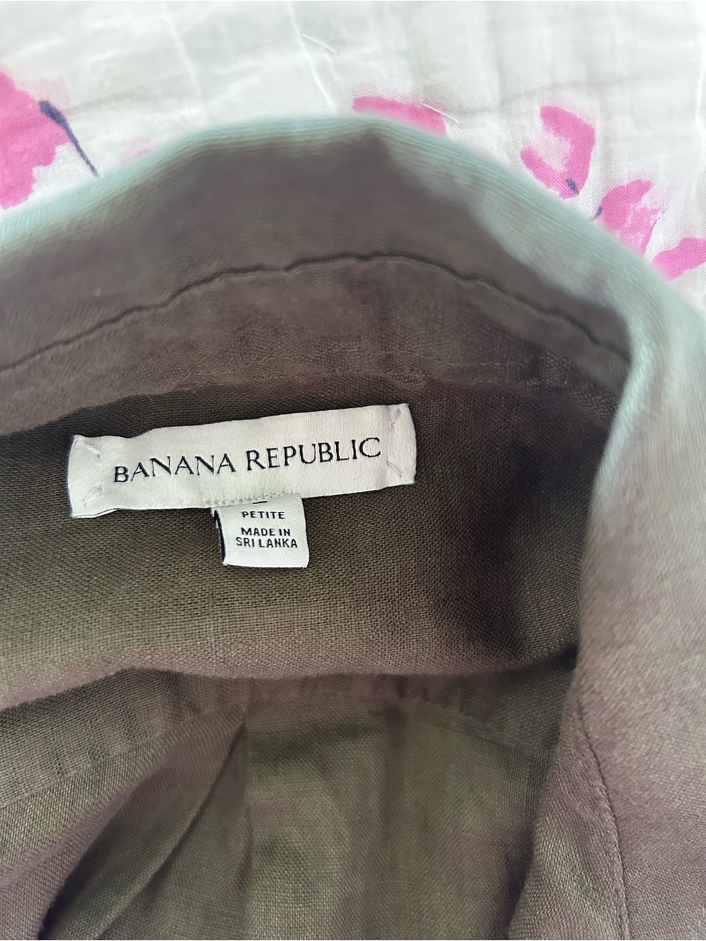 Banana Republic Olive Linen Belted Tunic Top 6P - Picture 5 of 5